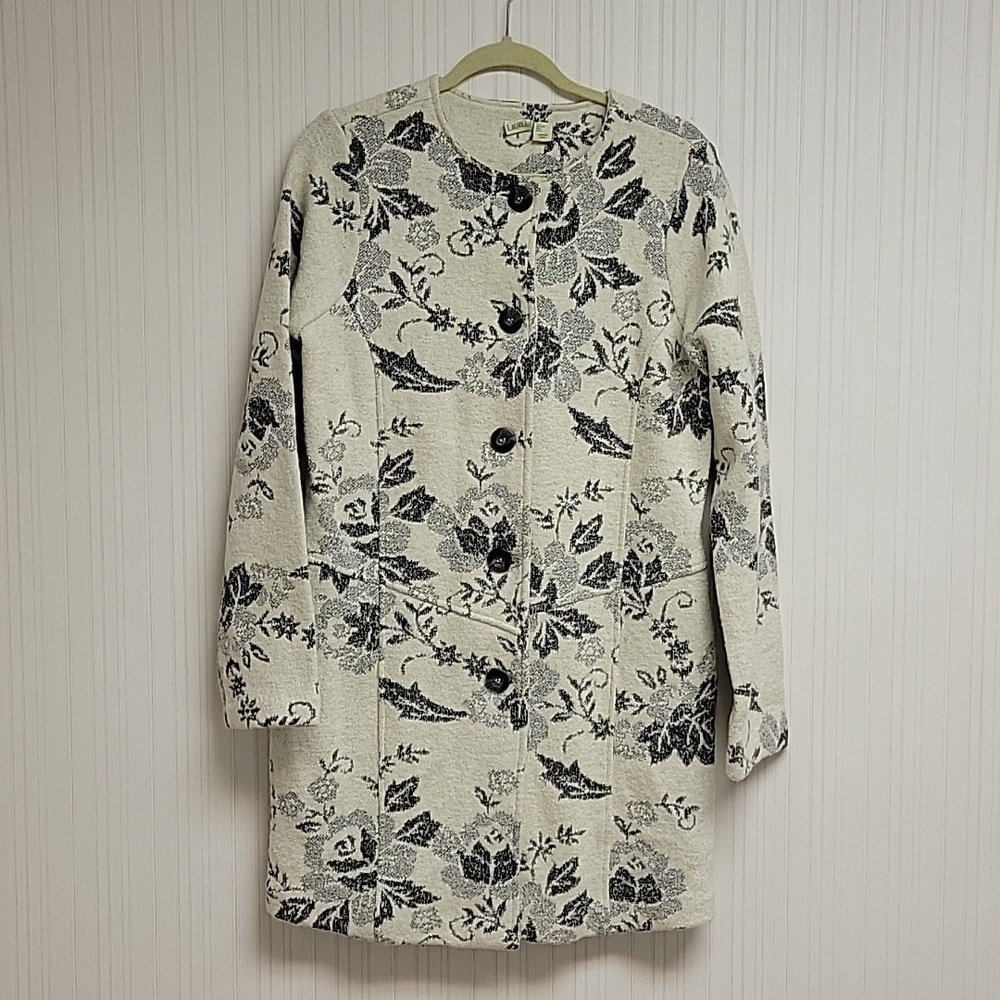Lucy & Laurel from Anthropologie knee length jacket women large new black white